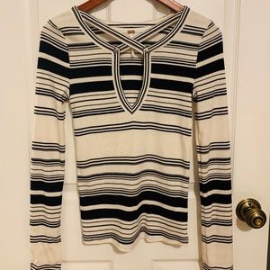 Free People long sleeve deep v neck cut shirt